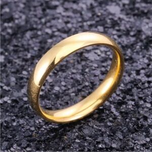 💗 Stainless Steel Thin Band Gold Ring Size 10 1/2 NEW